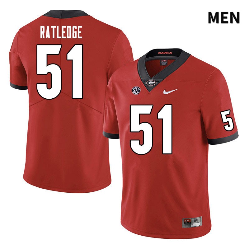 Georgia Bulldogs Men's Tate Ratledge #51 Red Stitched College UGA Football Jersey 23VE018AN